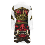 Japanese Samurai Helmet Print Men's Bathrobe