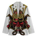 Japanese Samurai Helmet Print Men's Blazer