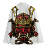 Japanese Samurai Helmet Print Men's Blazer