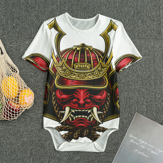 Japanese Samurai Helmet Print Men's Bodysuit