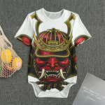 Japanese Samurai Helmet Print Men's Bodysuit