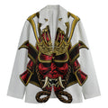 Japanese Samurai Helmet Print Men's Cotton Blazer