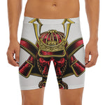 Japanese Samurai Helmet Print Men's Long Boxer Briefs