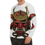 Japanese Samurai Helmet Print Men's Long Sleeve Rash Guard