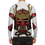 Japanese Samurai Helmet Print Men's Long Sleeve Rash Guard