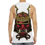 Japanese Samurai Helmet Print Men's Muscle Tank Top