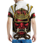 Japanese Samurai Helmet Print Men's Polo Shirt