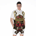 Japanese Samurai Helmet Print Men's Romper