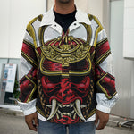 Japanese Samurai Helmet Print Men's Shirt Jacket