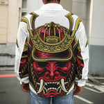 Japanese Samurai Helmet Print Men's Shirt Jacket