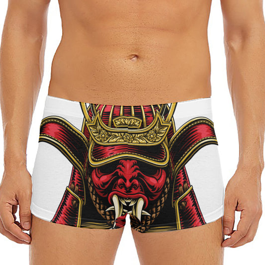 Japanese Samurai Helmet Print Men's Short Boxer Briefs