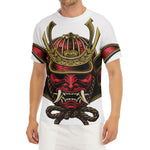 Japanese Samurai Helmet Print Men's Short Sleeve Rash Guard