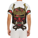 Japanese Samurai Helmet Print Men's Short Sleeve Rash Guard