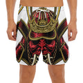 Japanese Samurai Helmet Print Men's Split Running Shorts