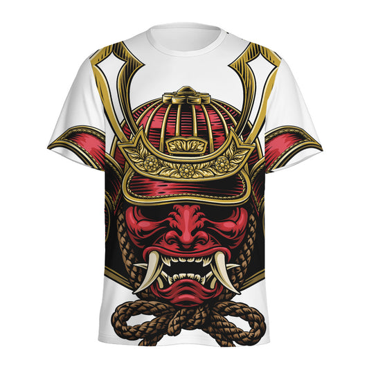 Japanese Samurai Helmet Print Men's Sports T-Shirt