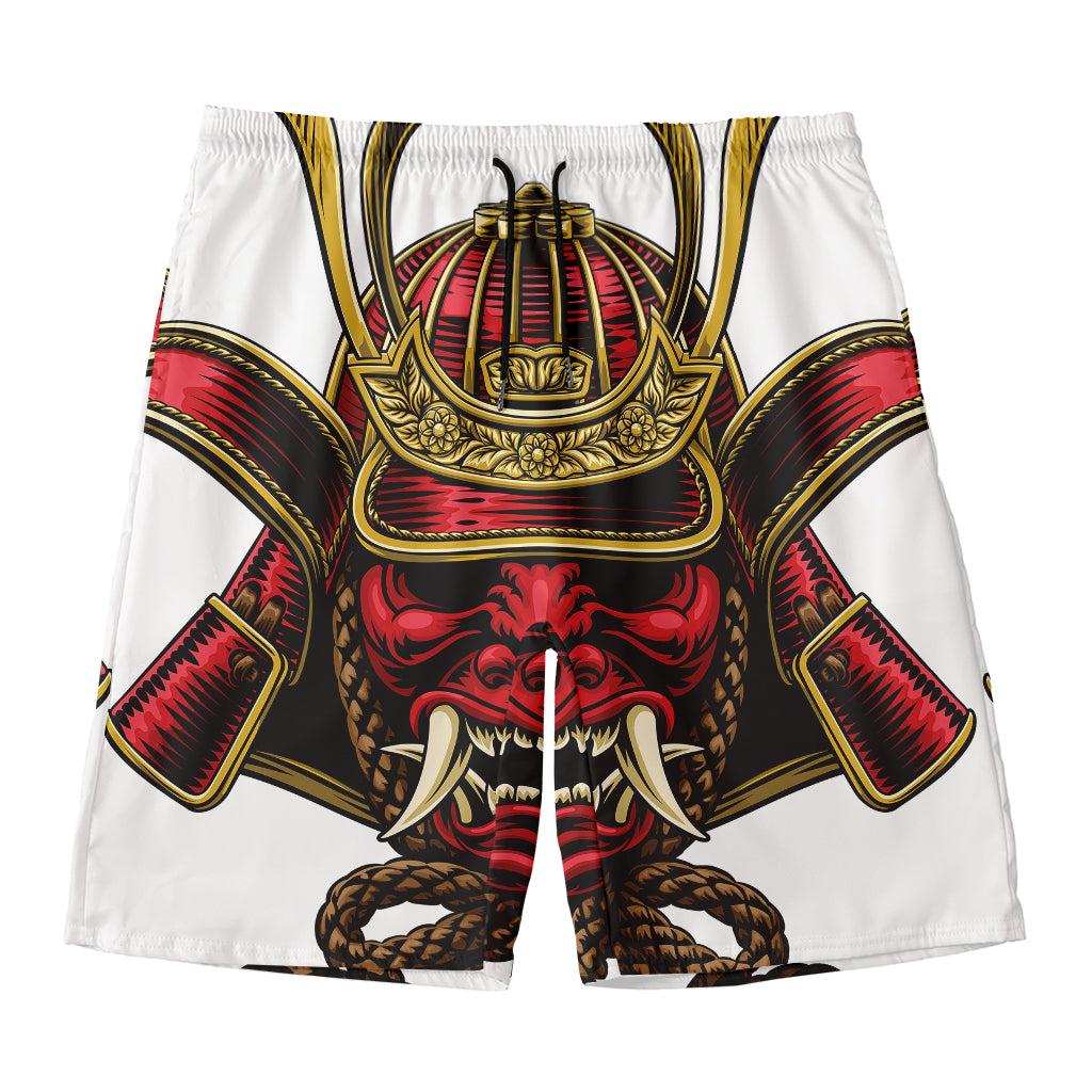 Japanese Samurai Helmet Print Men's Swim Trunks