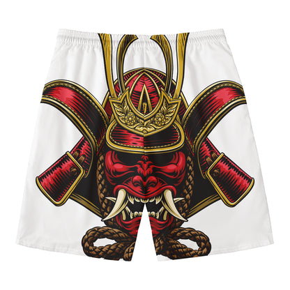 Japanese Samurai Helmet Print Men's Swim Trunks