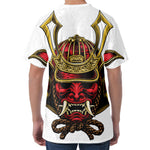 Japanese Samurai Helmet Print Men's Velvet T-Shirt