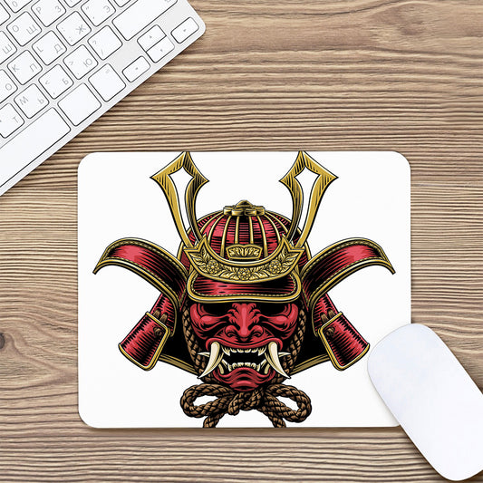 Japanese Samurai Helmet Print Mouse Pad