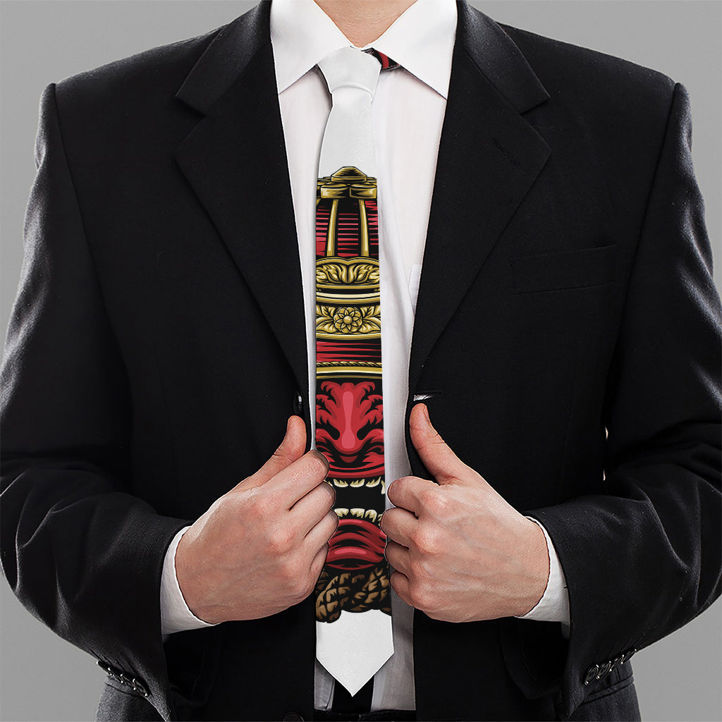 Japanese Samurai Helmet Print Necktie