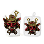 Japanese Samurai Helmet Print Oven Mitt And Pot Holder Set