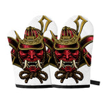 Japanese Samurai Helmet Print Oven Mitts