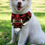 Japanese Samurai Helmet Print Over The Collar Dog Bandana