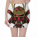 Japanese Samurai Helmet Print Pencil Mini Skirt