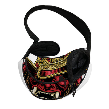 Japanese Samurai Helmet Print Pet Sling Carrier