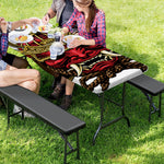 Japanese Samurai Helmet Print Picnic Table Cover