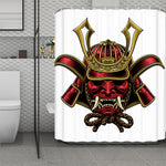 Japanese Samurai Helmet Print Polyester Shower Curtain