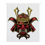 Japanese Samurai Helmet Print Polyester Shower Curtain