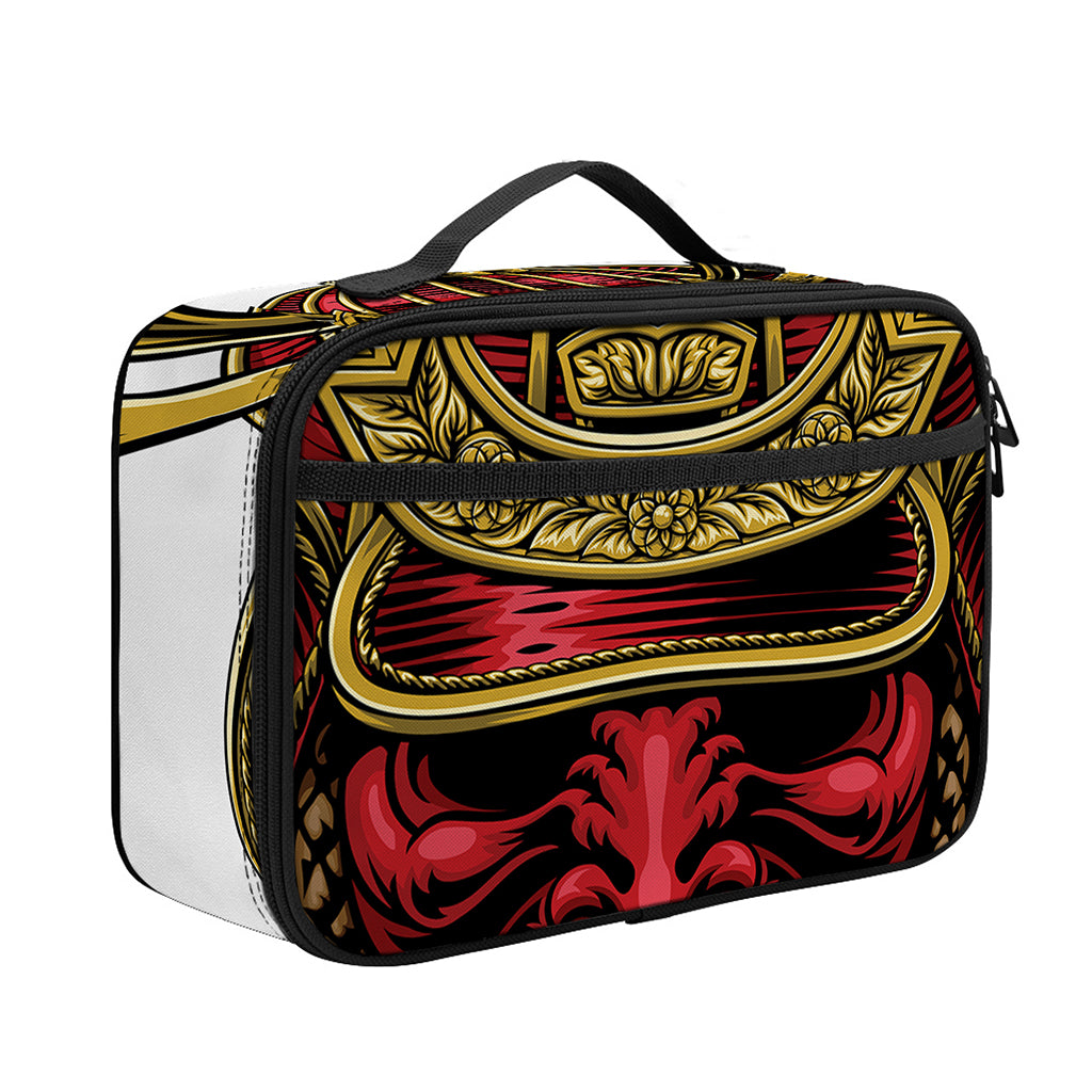Japanese Samurai Helmet Print Portable Lunch Bag