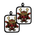Japanese Samurai Helmet Print Pot Holders