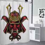 Japanese Samurai Helmet Print Premium Shower Curtain