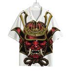 Japanese Samurai Helmet Print Rayon Hawaiian Shirt