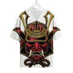 Japanese Samurai Helmet Print Rayon Hawaiian Shirt