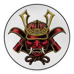 Japanese Samurai Helmet Print Round Floor Mat