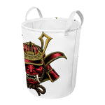 Japanese Samurai Helmet Print Round Laundry Basket