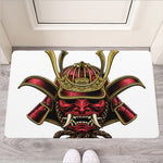 Japanese Samurai Helmet Print Rubber Doormat