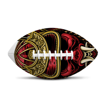 Japanese Samurai Helmet Print Rugby Ball