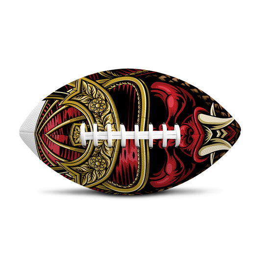 Japanese Samurai Helmet Print Rugby Ball