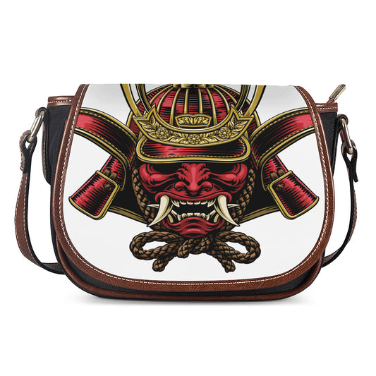 Japanese Samurai Helmet Print Saddle Bag