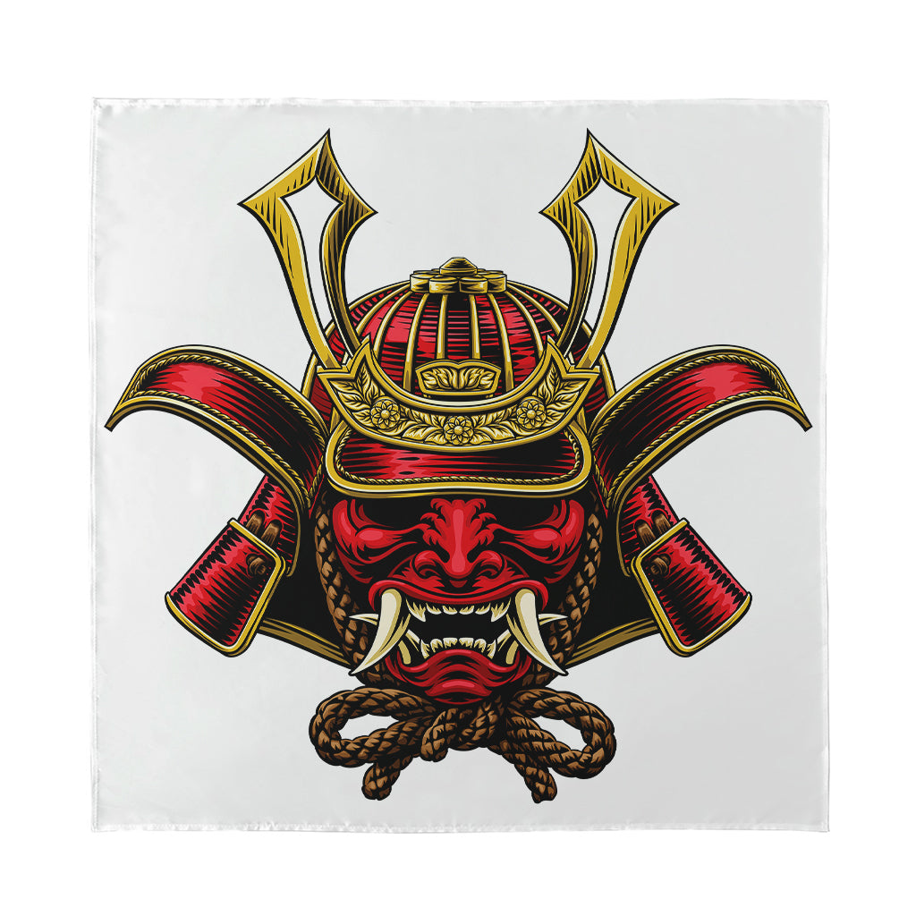 Japanese Samurai Helmet Print Silk Bandana