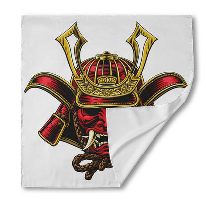 Japanese Samurai Helmet Print Silk Bandana