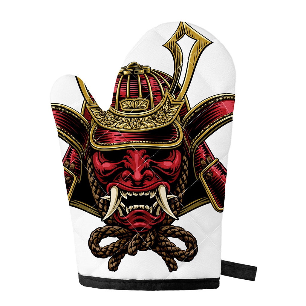 Japanese Samurai Helmet Print Single Oven Mitt