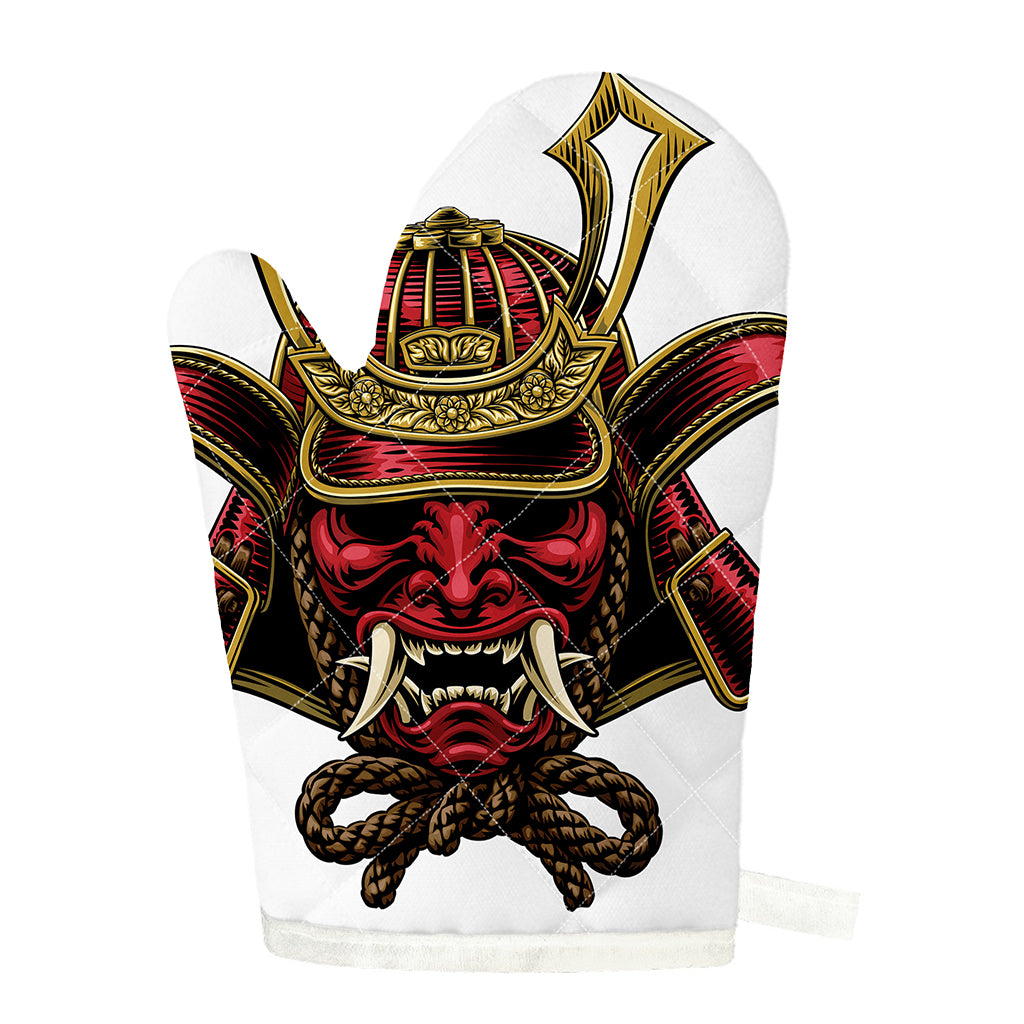 Japanese Samurai Helmet Print Single Oven Mitt