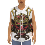 Japanese Samurai Helmet Print Sleeveless Baseball Jersey