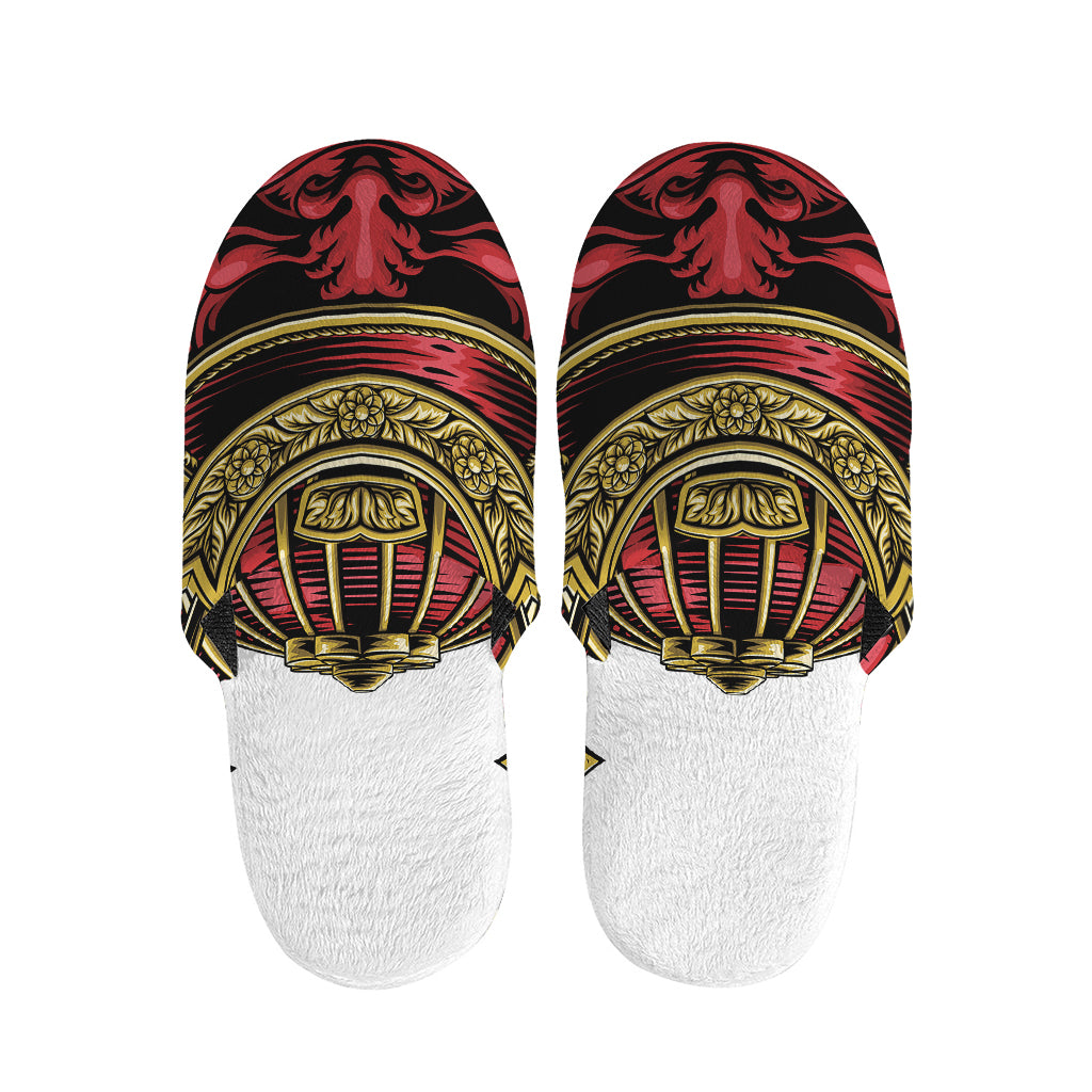 Japanese Samurai Helmet Print Slippers
