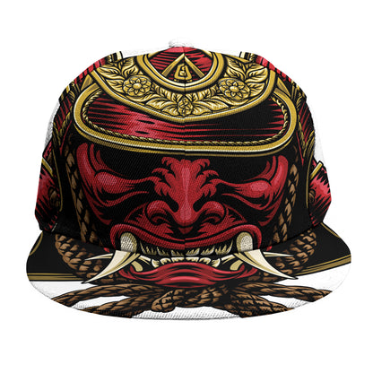 Japanese Samurai Helmet Print Snapback Cap